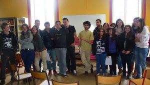 Guillaume et une classe du lycée Chassagnes de Oullins